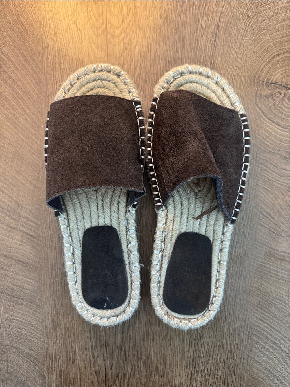Haute Hippie Dark Brown Suede Espadrille Slide Sandals